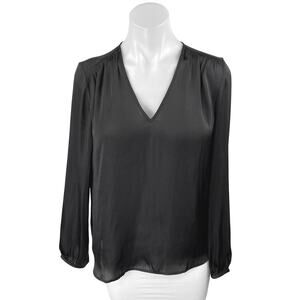 NEW Banana Republic Women's Black Long Sleeve V Neck Shirt Blouse Top Size S